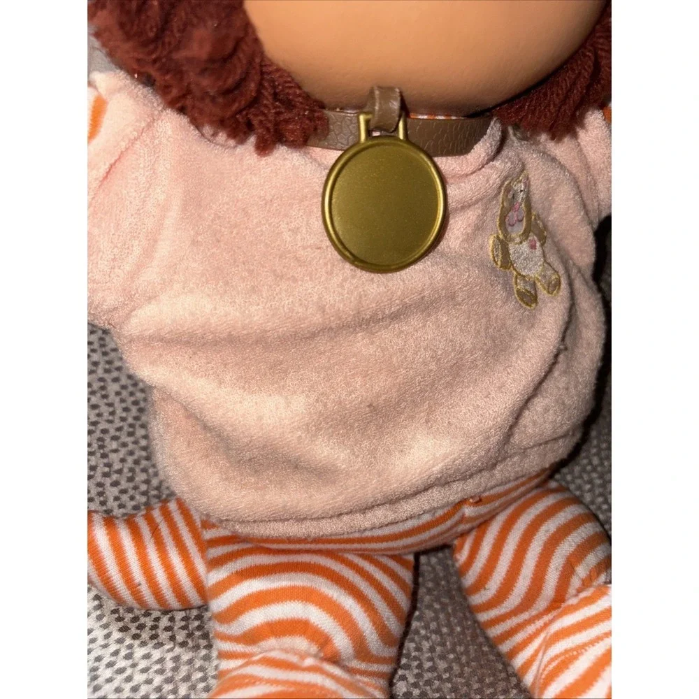 Vintage 1983 Cabbage Patch Kids Cat Koosas Brown Hair and Orange Striped Outfit